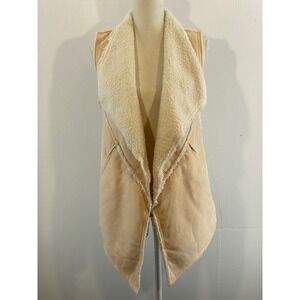 Faux Suede Sherpa Lined Drape Vest | Cozy Neutral Layer | Open Front